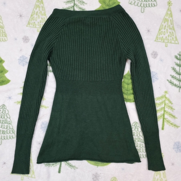 Arizona Jean Company vintage knit green babydoll long sleeve top - Picture 4 of 8